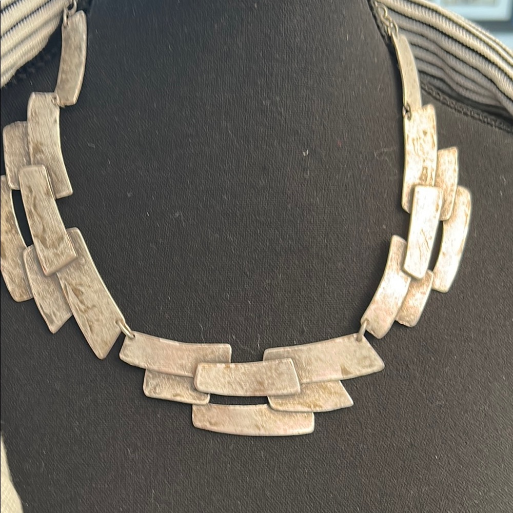 Brutalist Silver Geometric Necklace